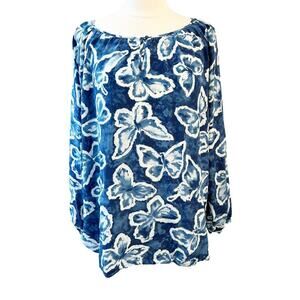 GERARD DAREL 100% Silk Butterfly Print Blouse Top 42 FR/10 US